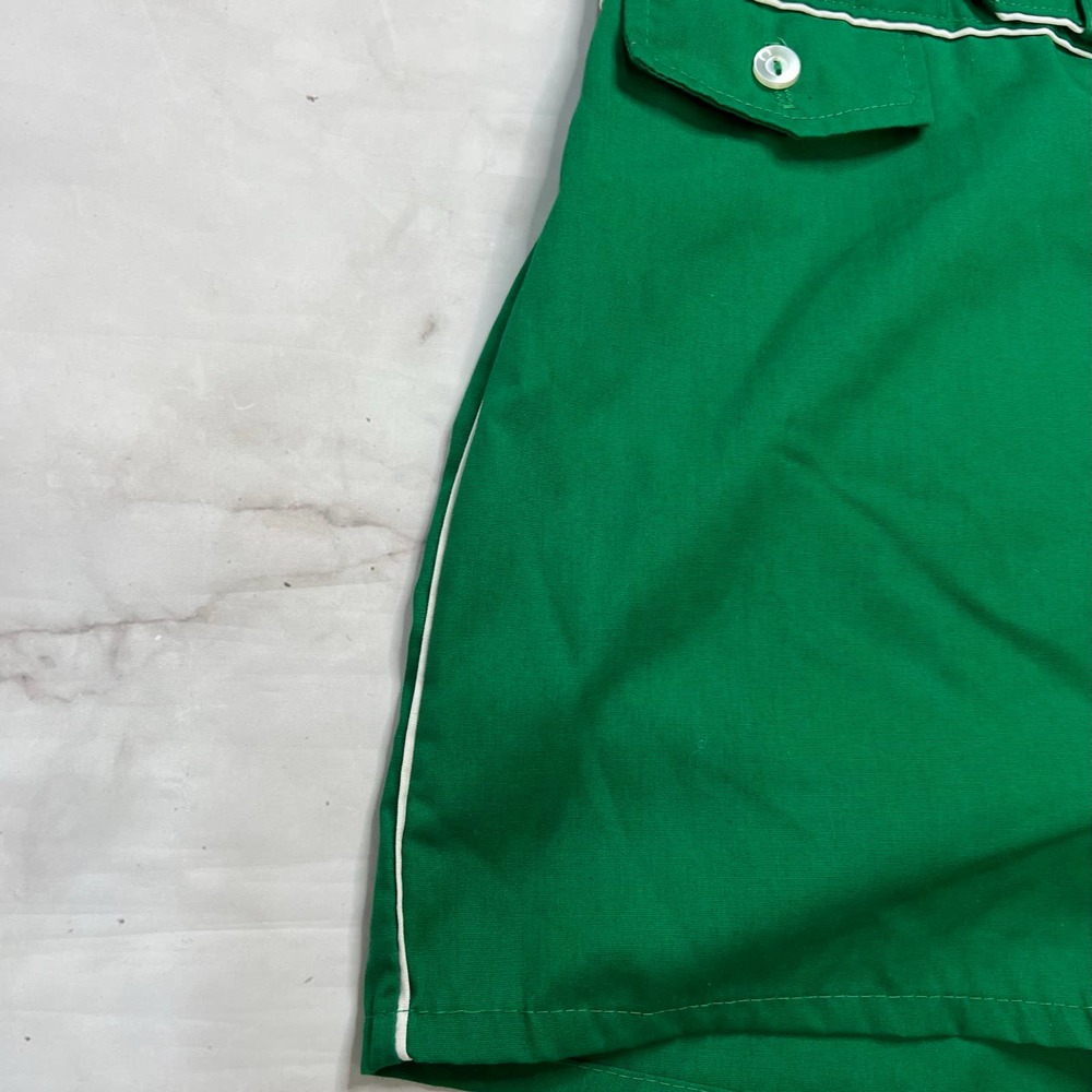 Vintage Mens Lined Green Shorts Swim Trunks Size M White Piping 70s - Picture 3 of 6
